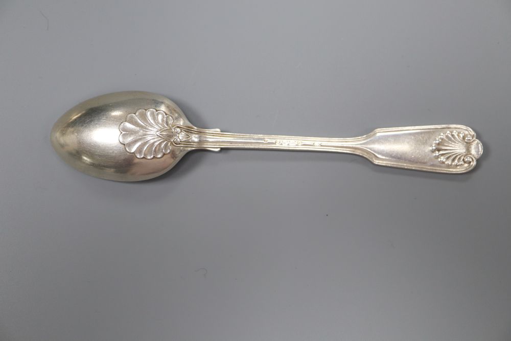 Fourteen assorted 19ct century silver fiddle, thread an shell pattern teaspoons, various dates and makers and two other spoons